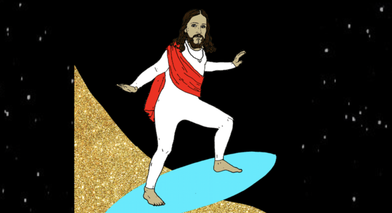 Jésus surfeur pour une vente aux enchères de NFT à Miami