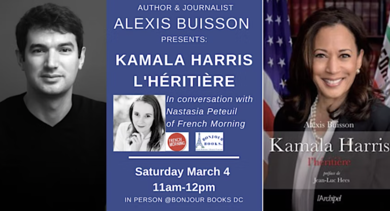 Livre : Alexis Buisson présente son «Kamala Harris l’héritière» à Bonjour Books DC