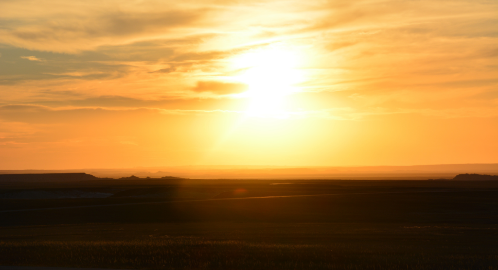 Coucher de soleil parc national de Badlands