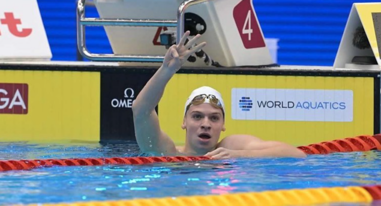 Le nageur Léon Marchand aux États-Unis : « Il y aura une grosse concurrence aux Jeux olympiques »