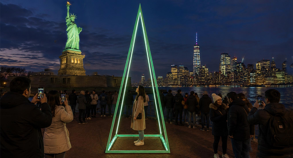 « BENBEN » : face à la Statue de la Liberté, une pyramide qui s’allume au rythme de votre cœur